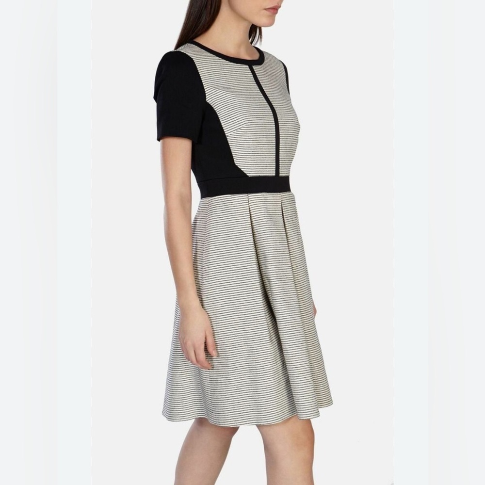 Karen Milen Women black /white jersey short sleeve plate mini dress cotton blend